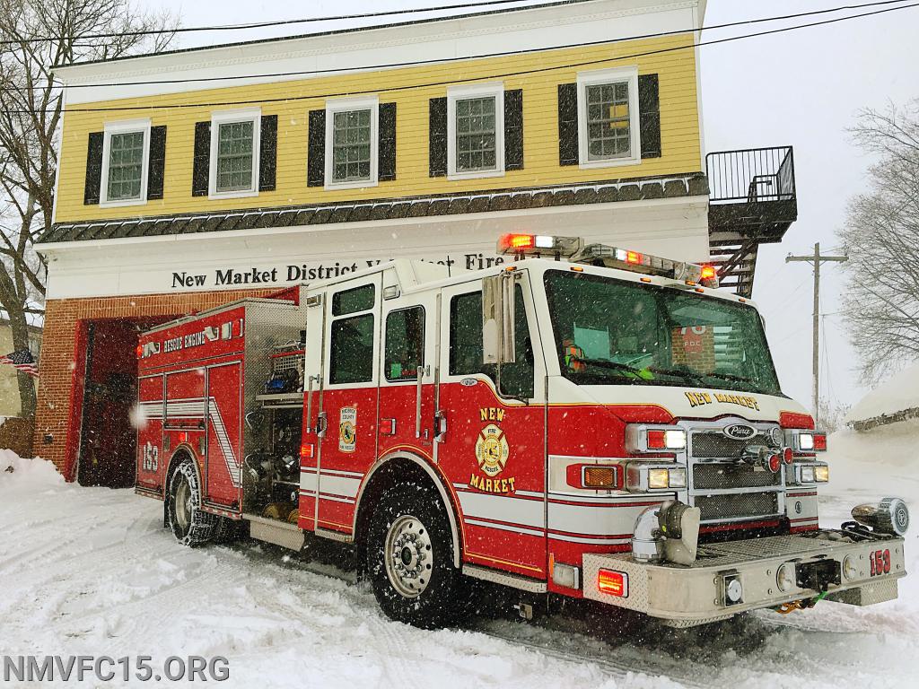 Old Rescue Engine 153 in the snow 